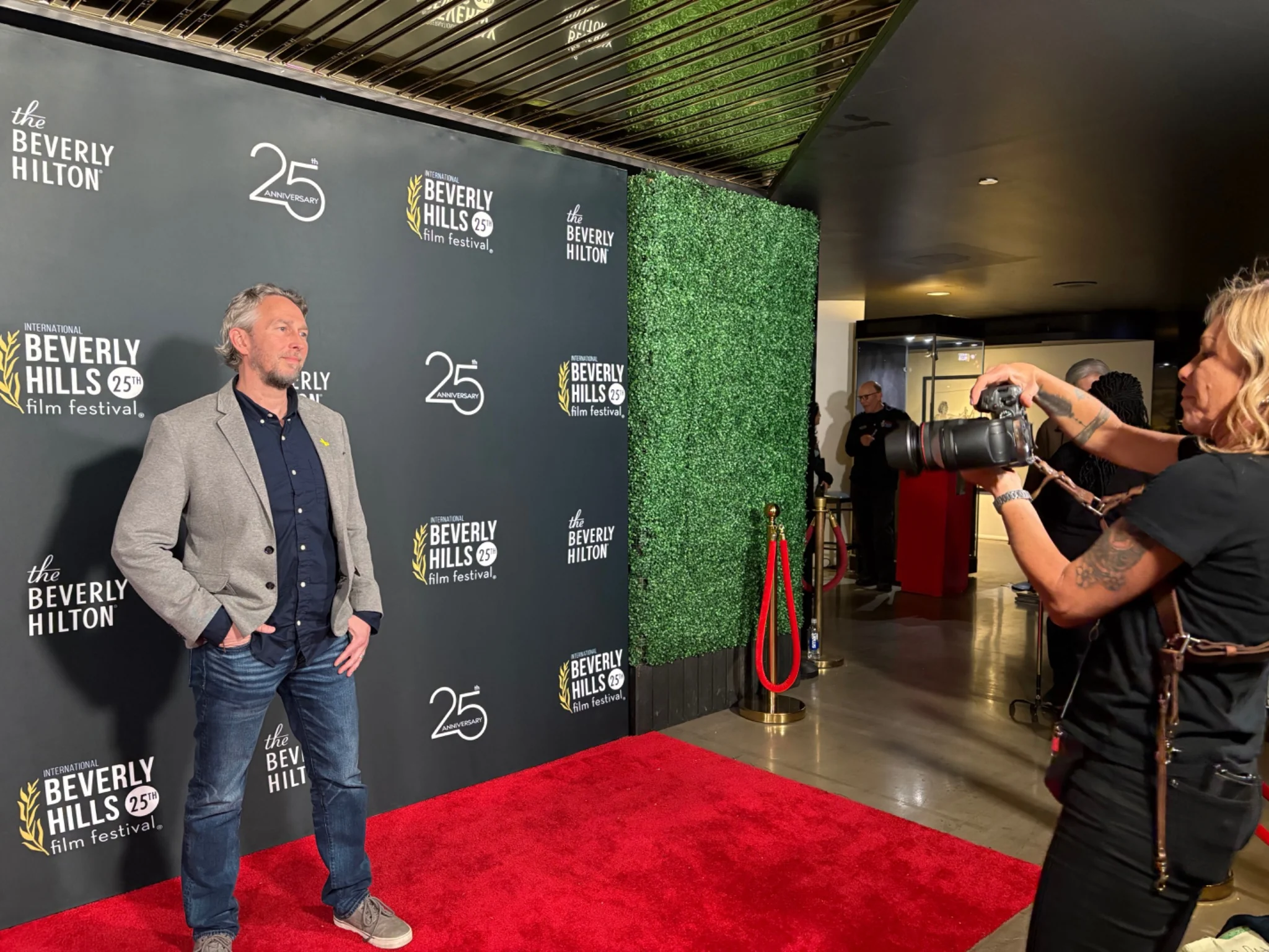 Chris Atkins photographed on the red carpet at the Beverly Hills Film Festival