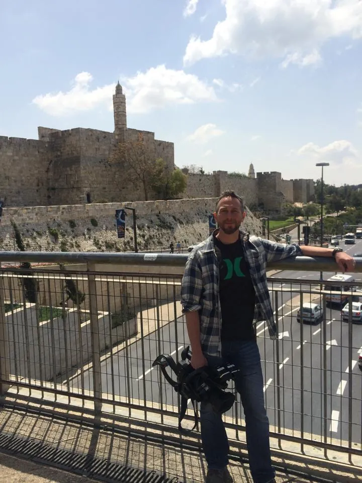 Chris Atkins filming in Jerusalem