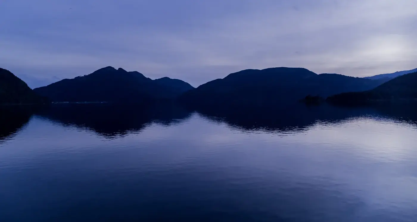 Mountain reflections at dusk